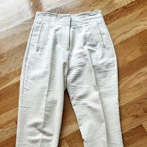 Zara - Size 2ara Cream Linen Dress Pants